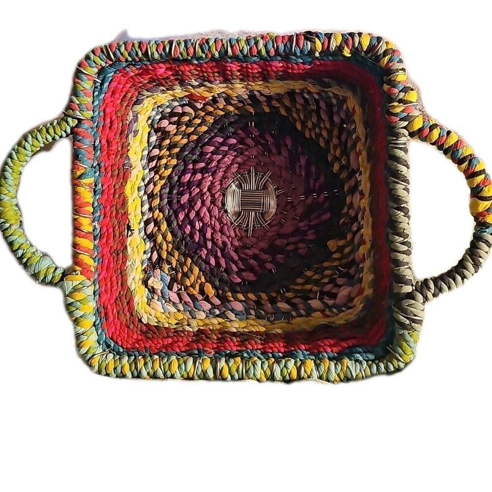 Multi-colored Fabric & Metal Casserole Holder Basket With Handles Made In India